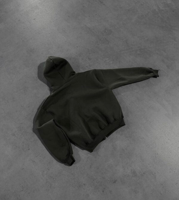 Military green zip hoodie
