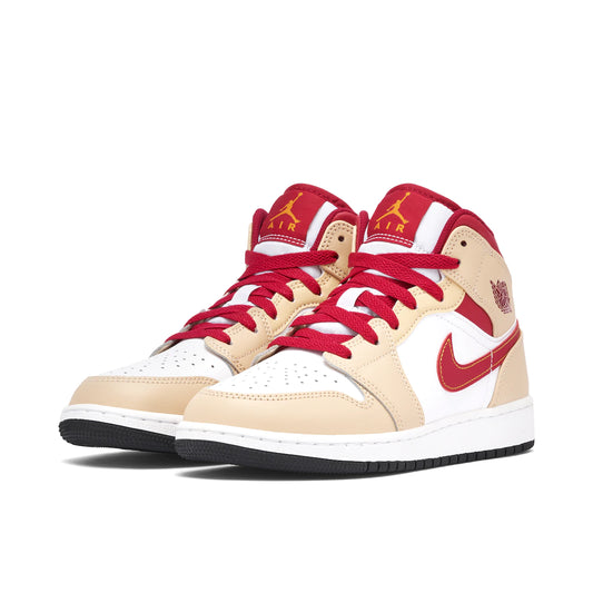 Air Jordan 1 Mid Light Curry Cardinal (GS)