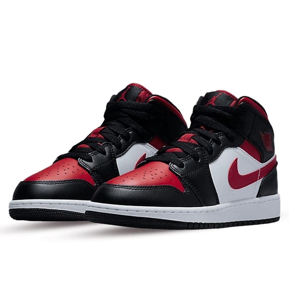 Air Jordan 1 Mid Black Fire Red (GS) - LACEOFF PARMA - 0