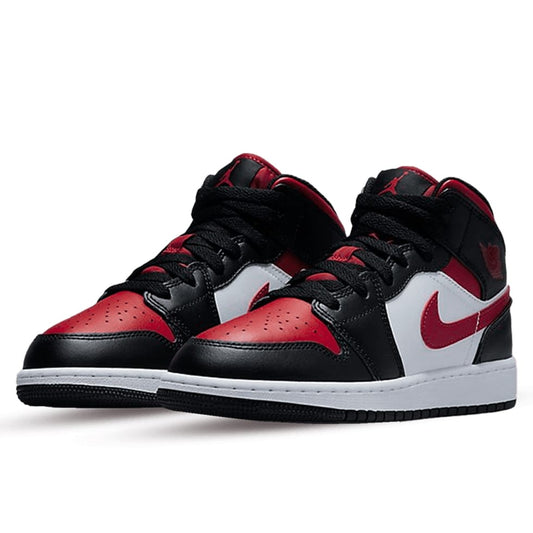 Air Jordan 1 Mid Black Fire Red (GS) - LACEOFF PARMA - 0